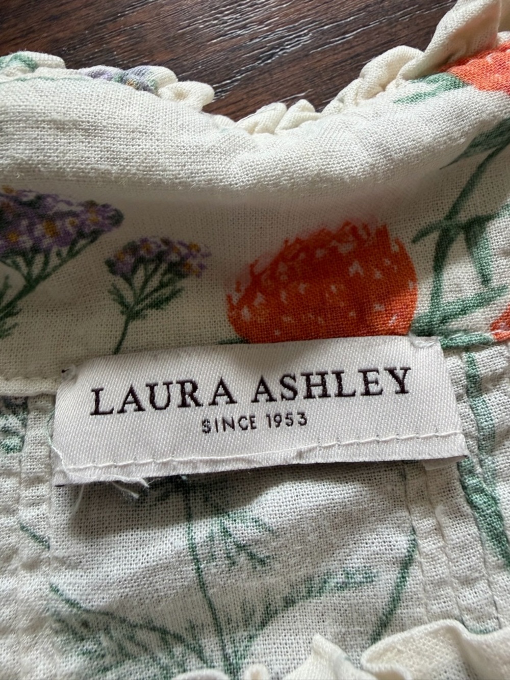 Laura Ashley Linen Blend Floral Square Neck Short Sleeve Blouse - Picture 3 of 10